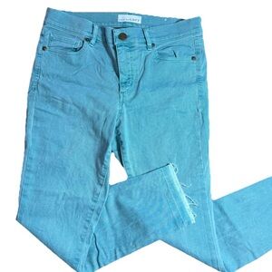 LOFT Teal Cropped Skinny Jeans
